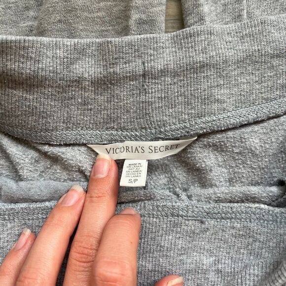 Victoria's Secret Sweatpants Small Gray Pink Wide Leg Y2K Athleisure Loungewear - Picture 3 of 7